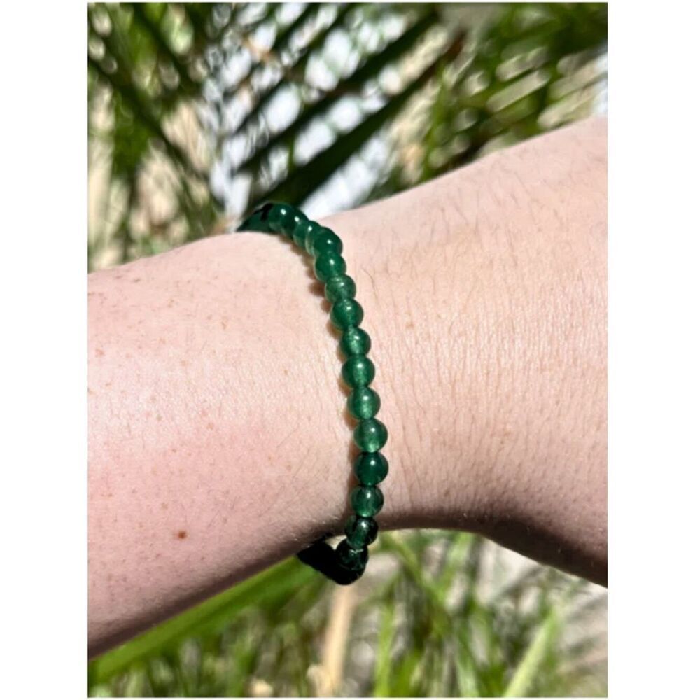 Stretch Bracelet Natural Green Zoisite 6mm Beads Symbolizing Vitality Prosperity